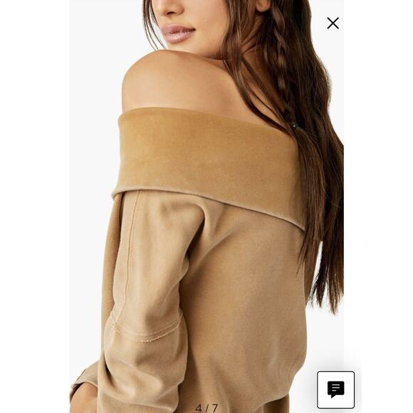 Free People Not The Same Off The Shoulder Top In Iced Coffee Size XS - Picture 1 of 7